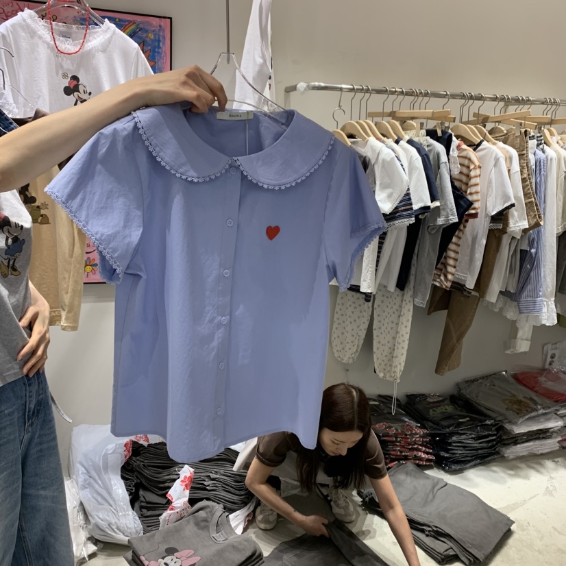 HANNA-A韓國㊣直郵東大門代購女裝新品休閑熱賣襯衫蕾絲衫HANNA襯衫/蕾絲衫圖色2