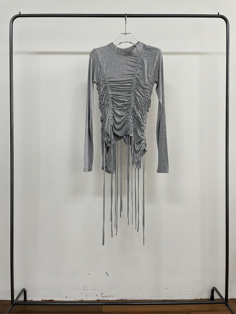 TEXTURE韓國直郵㊣東大門實拍女裝新品休閑25春夏長袖T恤褶皺TEXTURE長袖T恤圖色2