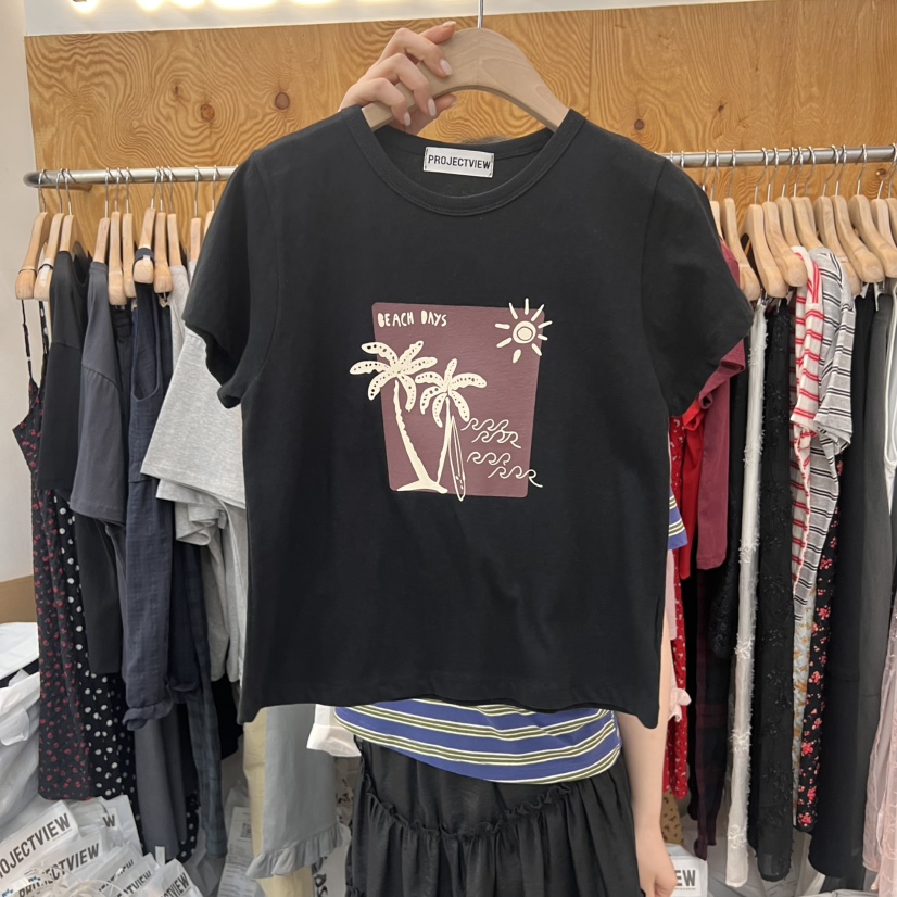 PROJECTVIEW直郵韓國代購㊣女裝新款時尚推薦熱賣休閑25春夏T恤PROJECTVIEWT恤圖色2