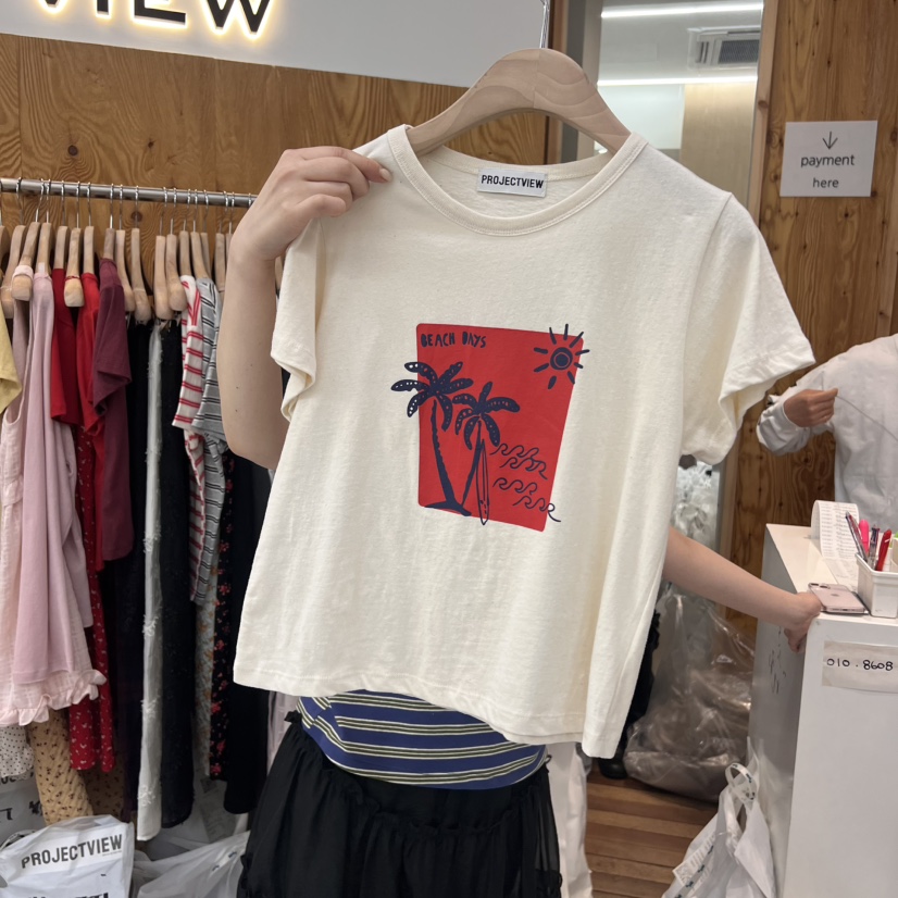 PROJECTVIEW直郵韓國代購㊣女裝新款時尚推薦熱賣休閑25春夏T恤PROJECTVIEWT恤圖色3