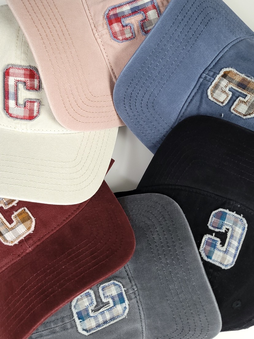 THE HAT-P直郵韓國代購㊣女裝新品時尚25春夏帽子刺繡格紋THE HAT帽子