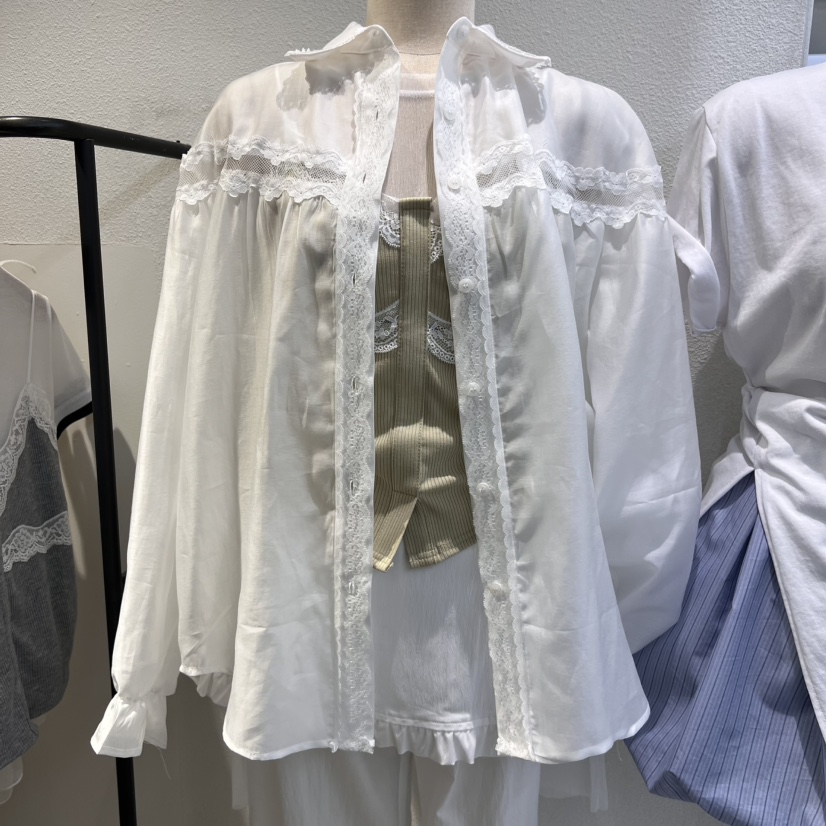 IR BIEN直郵韓國代購㊣女裝新品熱賣推薦25春夏襯衫蕾絲衫蕾絲ir bien-A襯衫/蕾絲衫圖色2