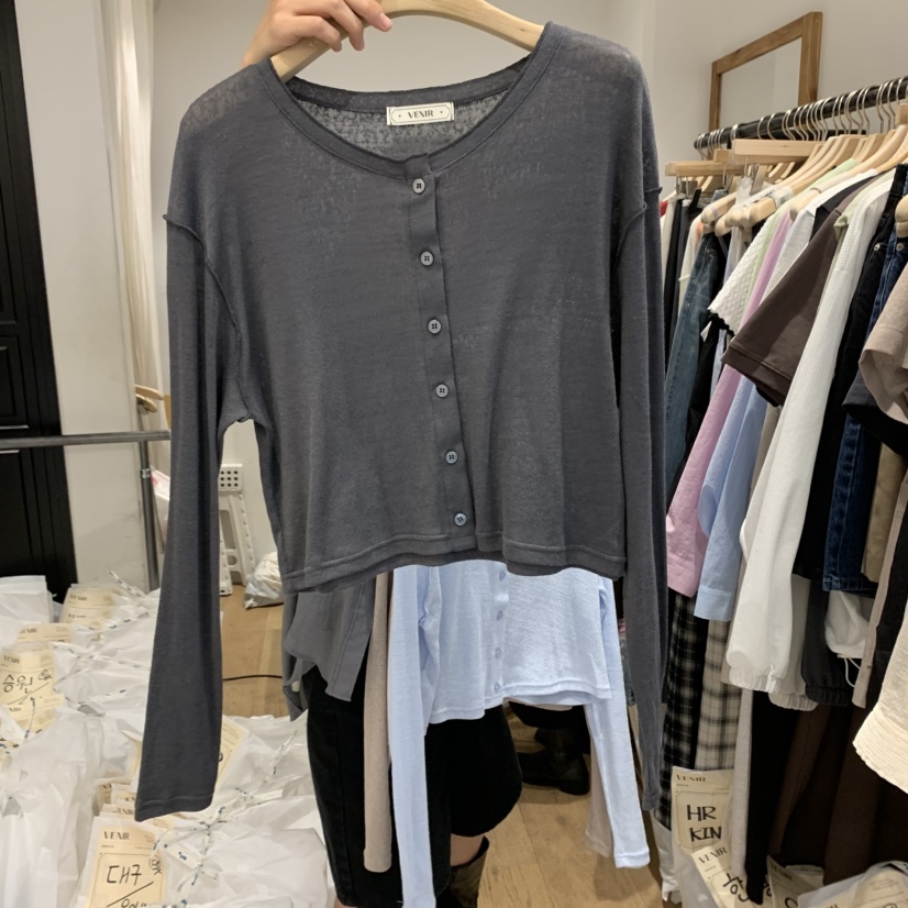 VENIR-a韓國直郵㊣東大門實拍女裝新款25春夏人氣時尚長袖T恤VENIR-a長袖T恤圖色4