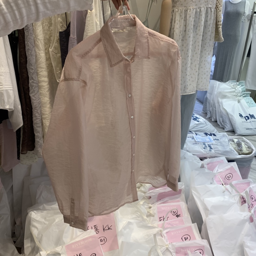 RIVEROOM韓國㊣直郵東大門代購女裝新品時尚襯衫蕾絲衫歐根紗RIVEROOM襯衫/蕾絲衫圖色2