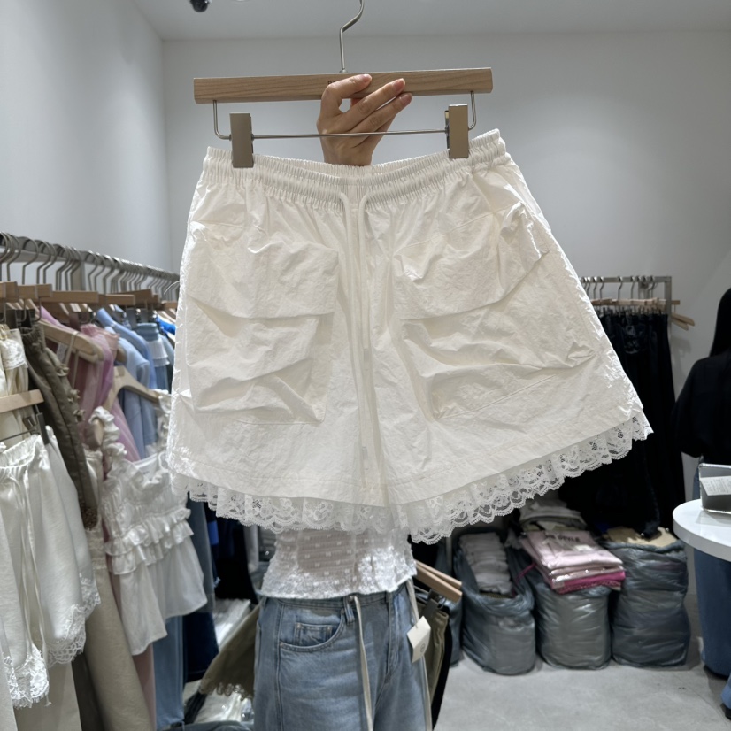 RE STYLE-Q韓國直郵㊣女裝新款推薦25春夏人氣短褲口袋蕾絲RE STYLE短褲