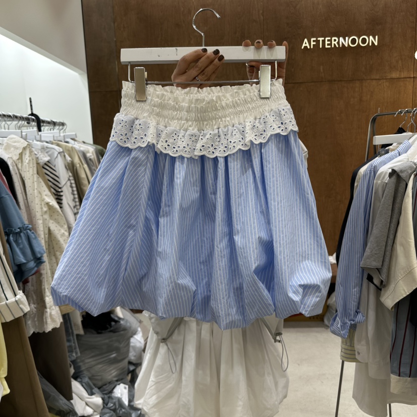 AFTERNOON-P韓國直郵㊣女裝新品人氣推薦時尚短裙南瓜裙蕾絲AFTERNOON短裙