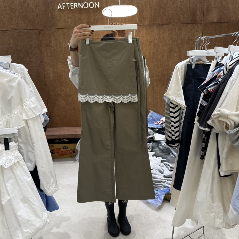 AFTERNOON-P韓國㊣直郵東大門代購女裝新款休閑時尚裙褲蕾絲AFTERNOON裙褲圖色2