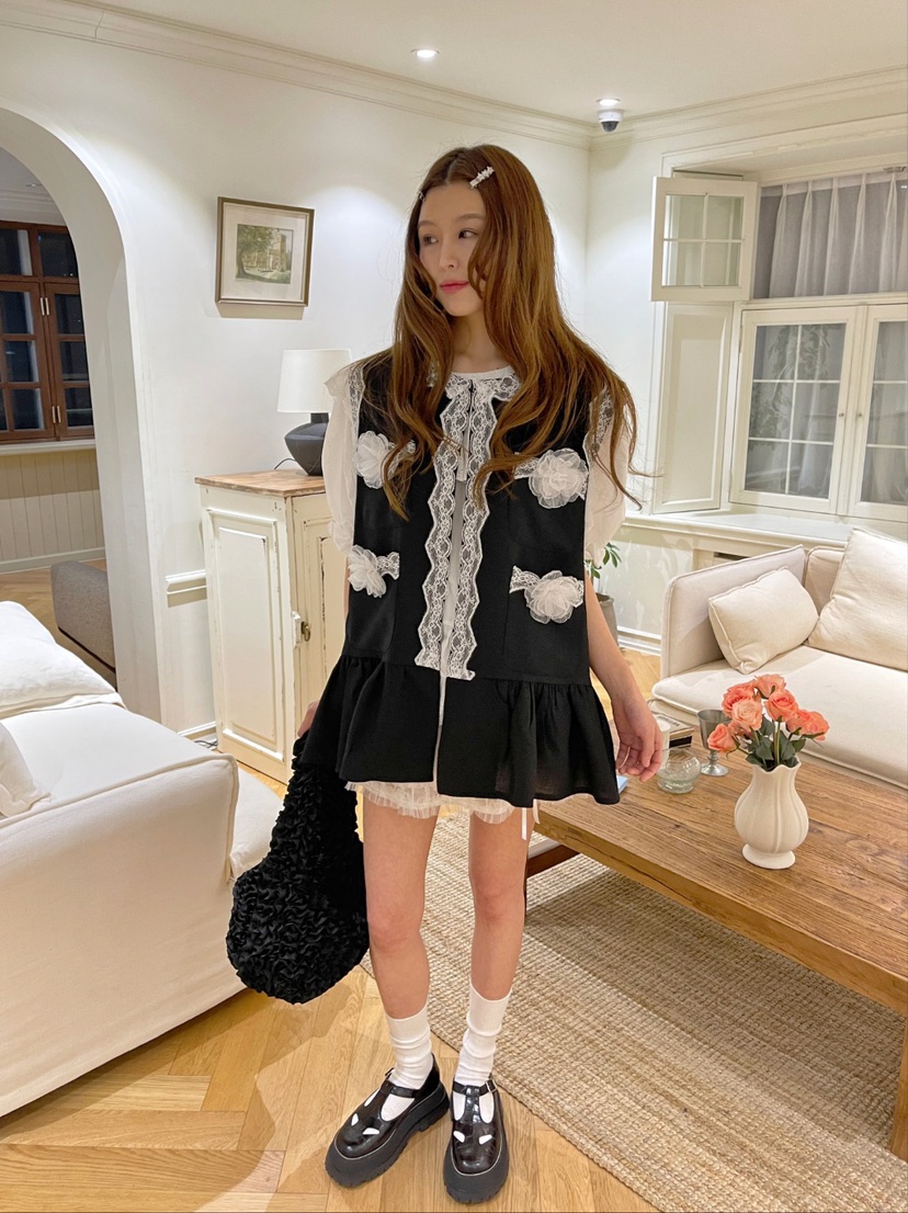 BOUTIQUE-L韓國直郵女士新款25春夏休閑時尚馬甲不含內搭花呢BOUTIQUE-L馬甲