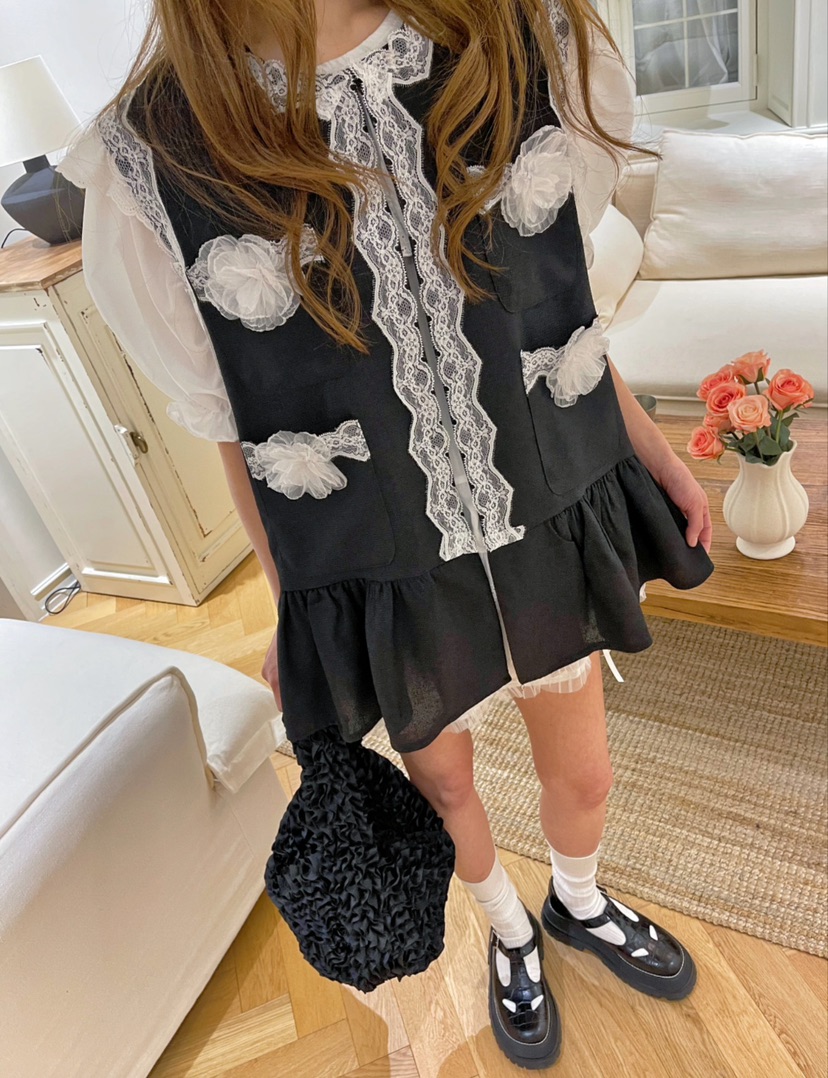 BOUTIQUE-L韓國直郵女士新款25春夏休閑時尚馬甲不含內搭花呢BOUTIQUE-L馬甲