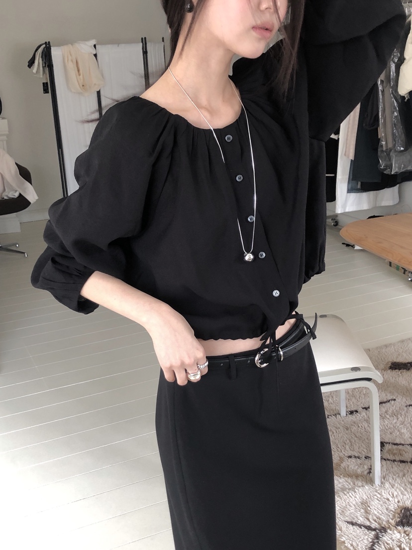LE BUTTER韓國直郵女裝新品25春夏真品職業時尚襯衫蕾絲衫LE BUTTER襯衫/蕾絲衫