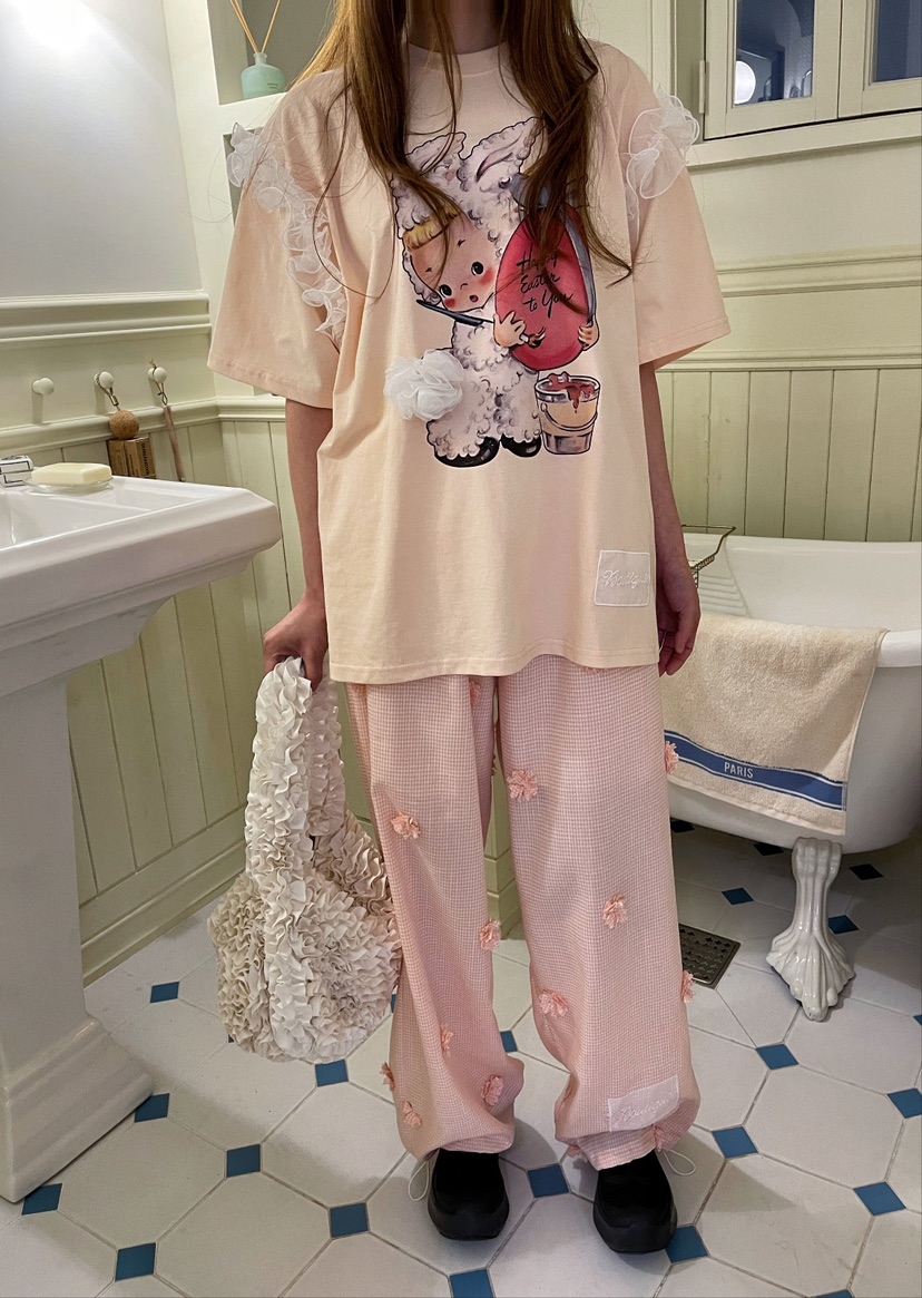 BOUTIQUE-L韓國代購女裝新品25春夏真品熱賣時尚人氣休閑T恤BOUTIQUE-LT恤圖色3