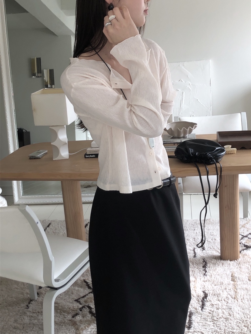 LE BUTTER韓國直郵女裝新款推薦熱賣真品休閑25春夏長袖T恤開衫LE BUTTER長袖T恤