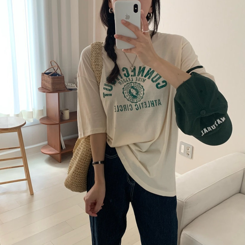 HELLO JINI東大門實拍女士新品25春夏職業真品人氣休閑T恤HELLO JINIT恤