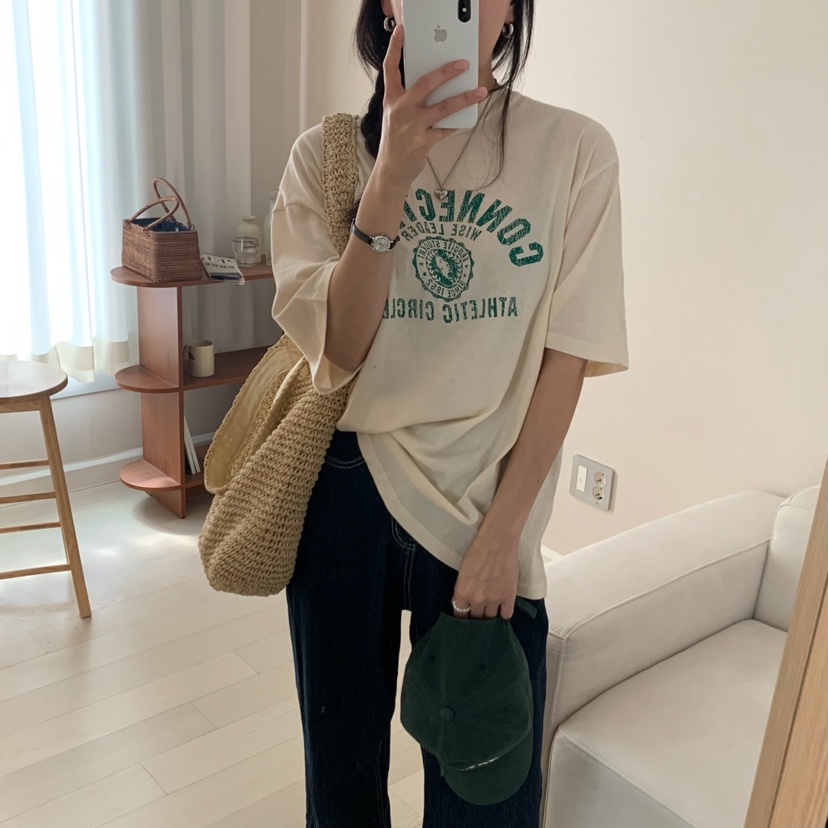 HELLO JINI東大門實拍女士新品25春夏職業真品人氣休閑T恤HELLO JINIT恤
