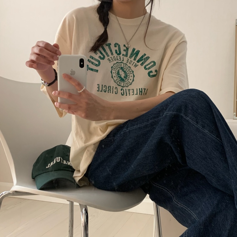 HELLO JINI東大門實拍女士新品25春夏職業真品人氣休閑T恤HELLO JINIT恤