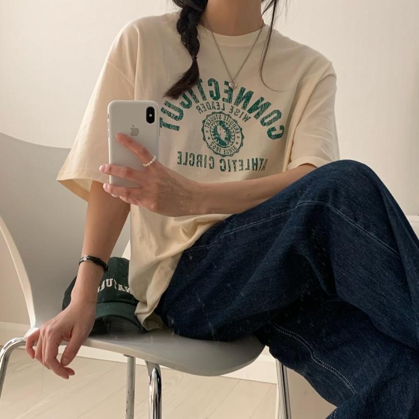 HELLO JINI東大門實拍女士新品25春夏職業真品人氣休閑T恤HELLO JINIT恤