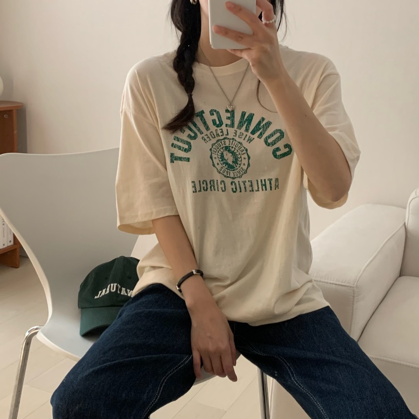 HELLO JINI東大門實拍女士新品25春夏職業真品人氣休閑T恤HELLO JINIT恤