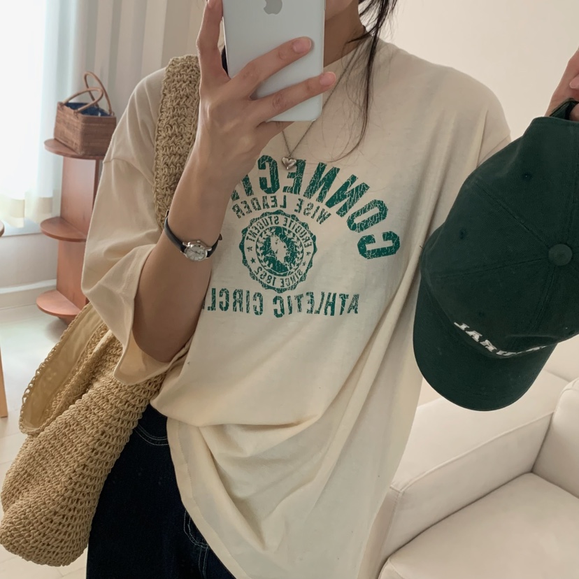 HELLO JINI東大門實拍女士新品25春夏職業真品人氣休閑T恤HELLO JINIT恤圖色2