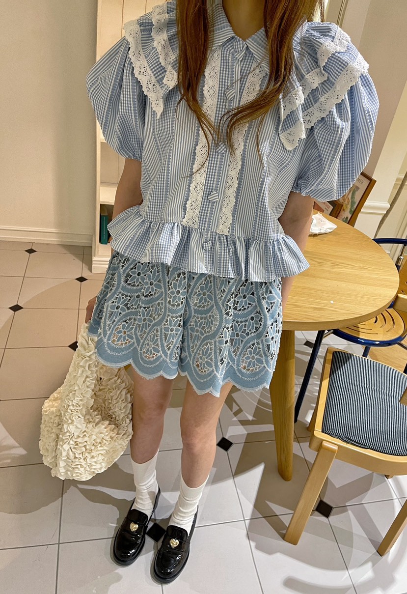 BOUTIQUE-L韓國代購女裝新款熱賣人氣時尚休閑推薦襯衫蕾絲衫BOUTIQUE-L襯衫/蕾絲衫