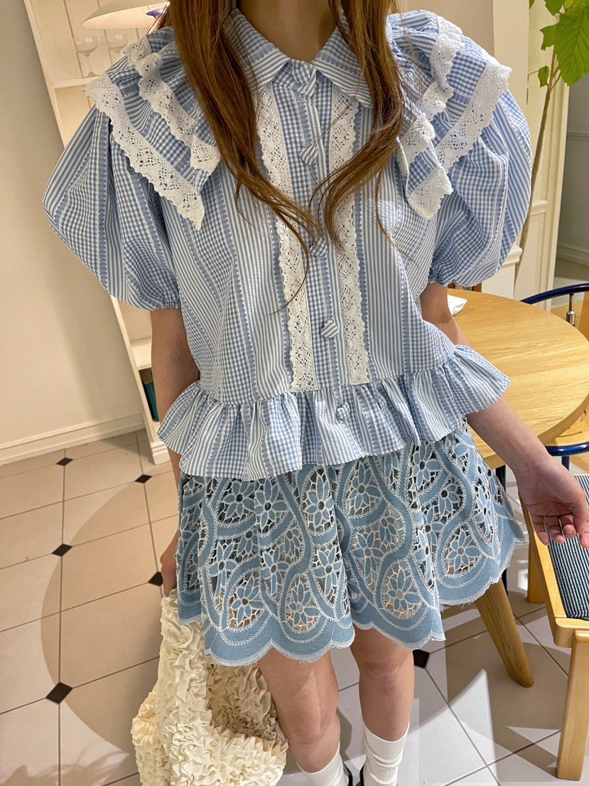 BOUTIQUE-L韓國代購女裝新款熱賣人氣時尚休閑推薦襯衫蕾絲衫BOUTIQUE-L襯衫/蕾絲衫