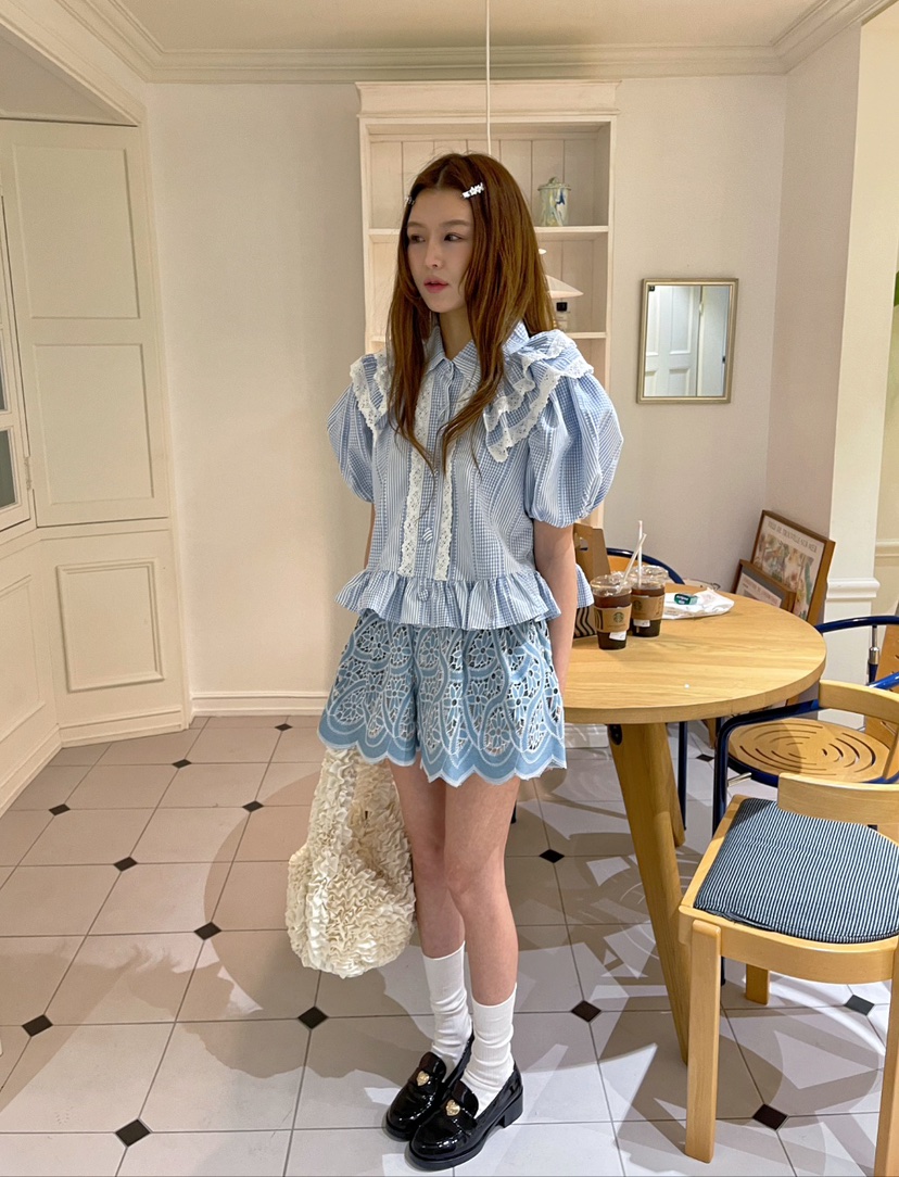 BOUTIQUE-L韓國代購女裝新款熱賣人氣時尚休閑推薦襯衫蕾絲衫BOUTIQUE-L襯衫/蕾絲衫