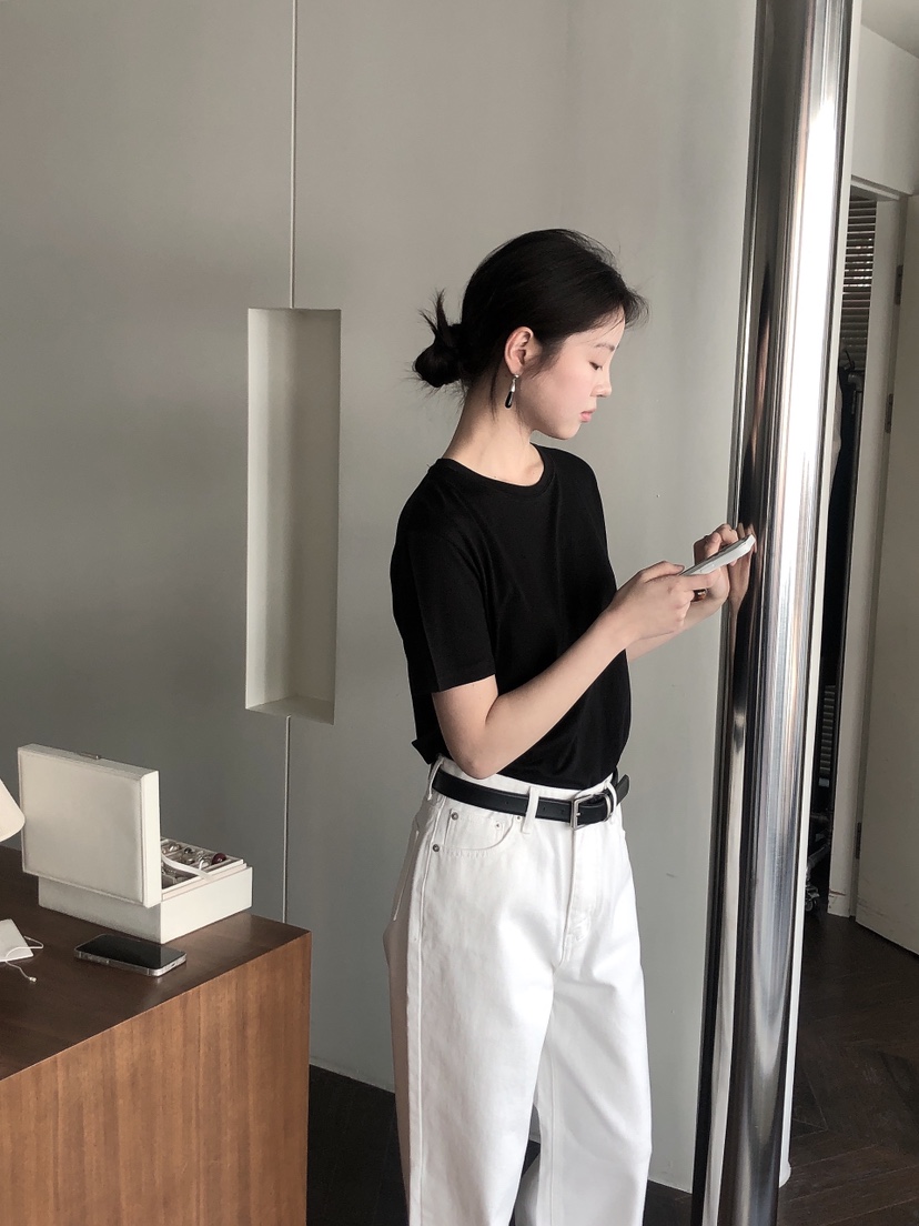 LE BUTTER韓國直郵女裝新款職業25春夏推薦人氣真品T恤天絲LE BUTTERT恤