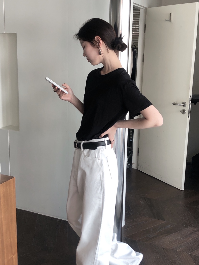 LE BUTTER韓國直郵女裝新款職業25春夏推薦人氣真品T恤天絲LE BUTTERT恤
