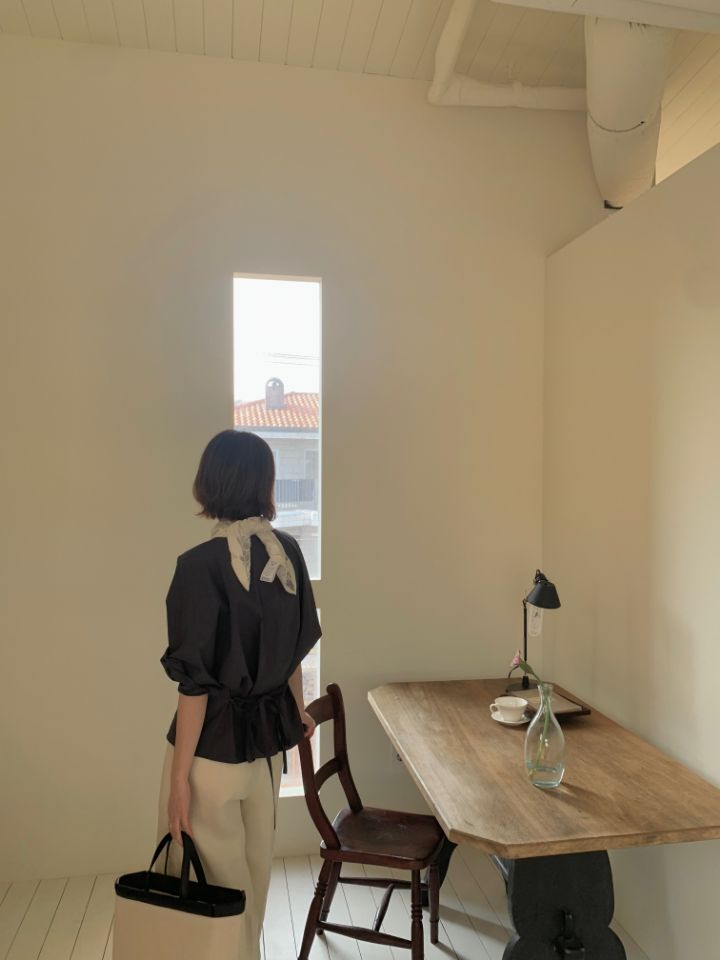MARE東大門實拍女士新款25春夏休閑人氣襯衫蕾絲衫含腰繩腰帶MARE襯衫/蕾絲衫