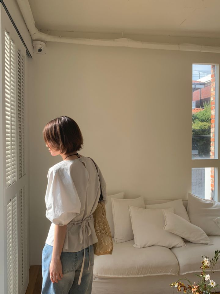 MARE東大門實拍女士新款25春夏休閑人氣襯衫蕾絲衫含腰繩腰帶MARE襯衫/蕾絲衫