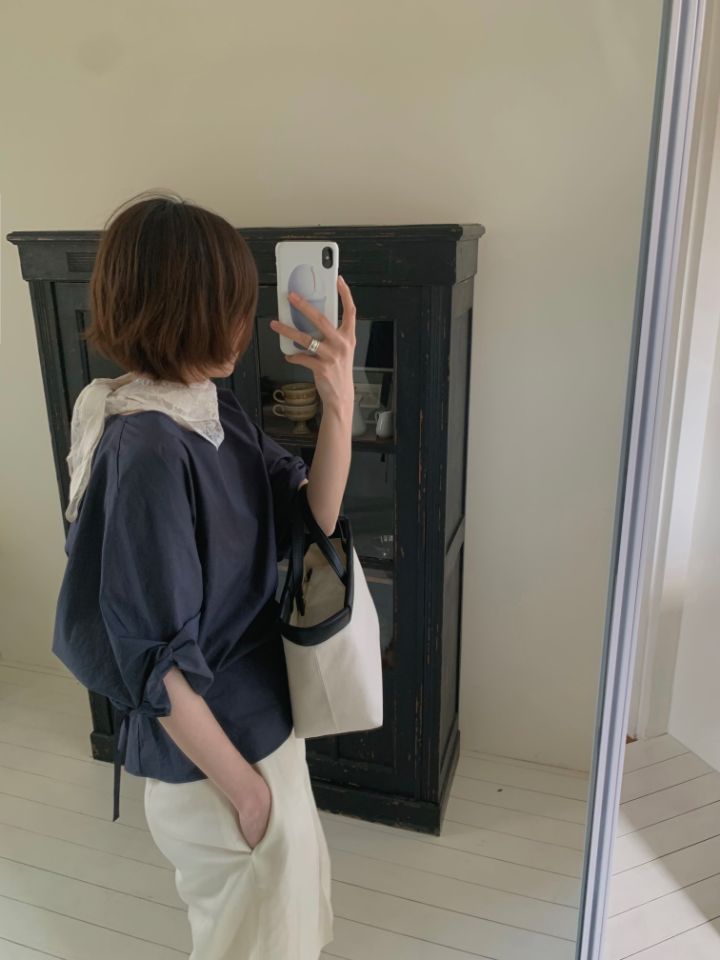 MARE東大門實拍女士新款25春夏休閑人氣襯衫蕾絲衫含腰繩腰帶MARE襯衫/蕾絲衫