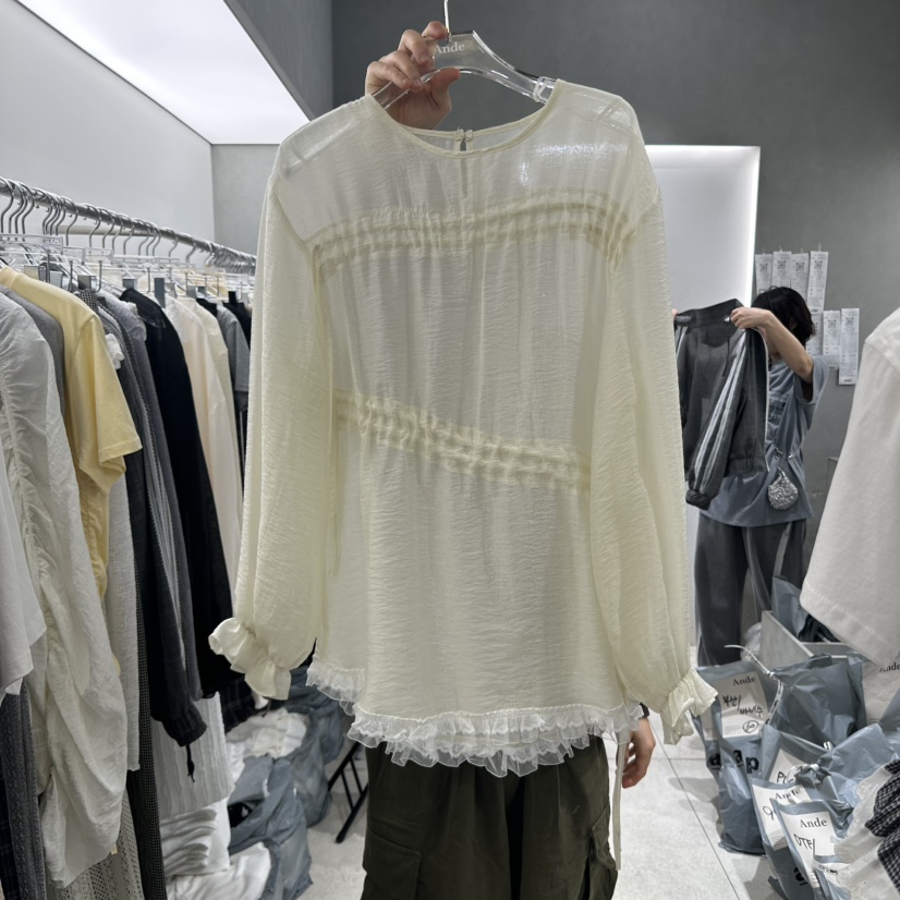 ANDE韓國直郵女裝新品真品25春夏休閑人氣職業時尚襯衫蕾絲衫ANDE襯衫/蕾絲衫圖色3