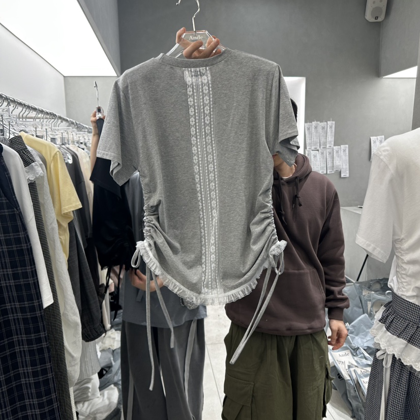 ANDE韓國直郵女裝新品真品職業推薦休閑熱賣人氣25春夏T恤歐根紗ANDET恤