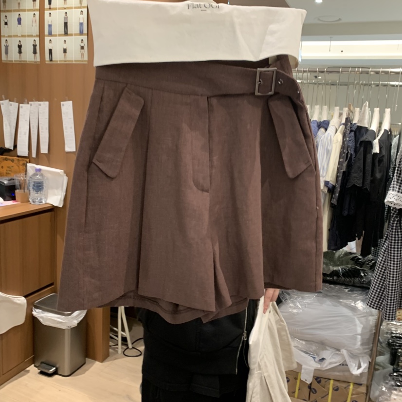 OGI東大門實拍女士新款休閑人氣熱賣時尚25春夏職業短裙亞麻FLat OGI短裙圖色3