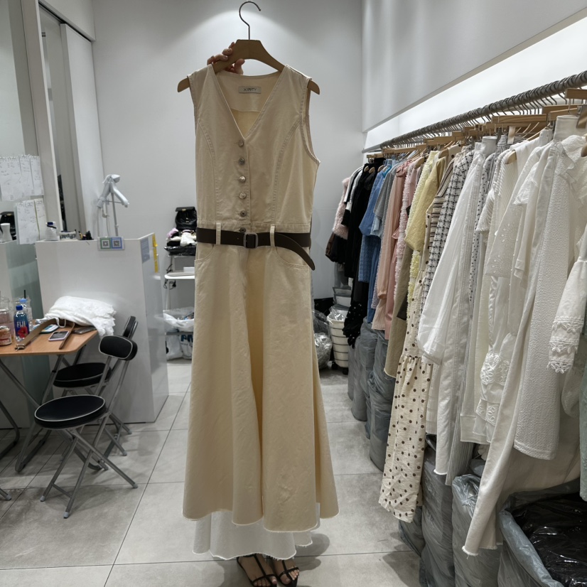 XPARTY韓國代購女士新款真品25春夏人氣職業連衣裙不含腰帶XPARTY連衣裙圖色3