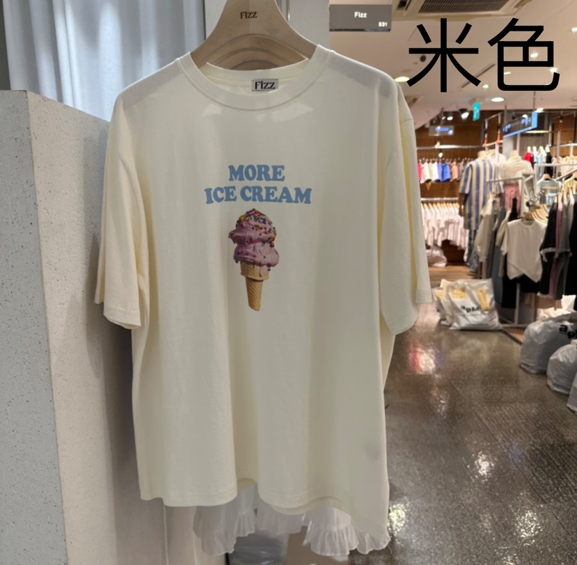 FIZZ東大門代購女士新品推薦熱賣人氣職業時尚25春夏休閑T恤FIZZT恤圖色2