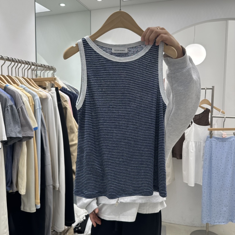 GOLDEN MARKET韓國代購女裝新品人氣熱賣25春夏吊帶背心亞麻GOLDEN MARKET吊帶/背心圖色3