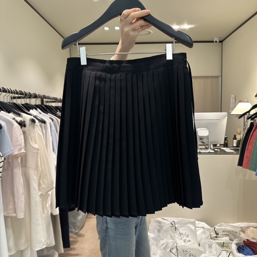 RE STOCK東大門直郵女士新品25春夏推薦人氣職業真品短裙百褶RE STOCK短裙圖色2