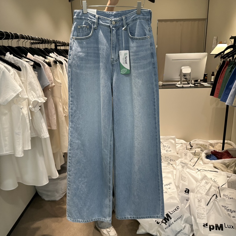 RE STOCK韓國代購女士新款真品熱賣推薦休閑25春夏牛仔褲天絲RE STOCK牛仔褲
