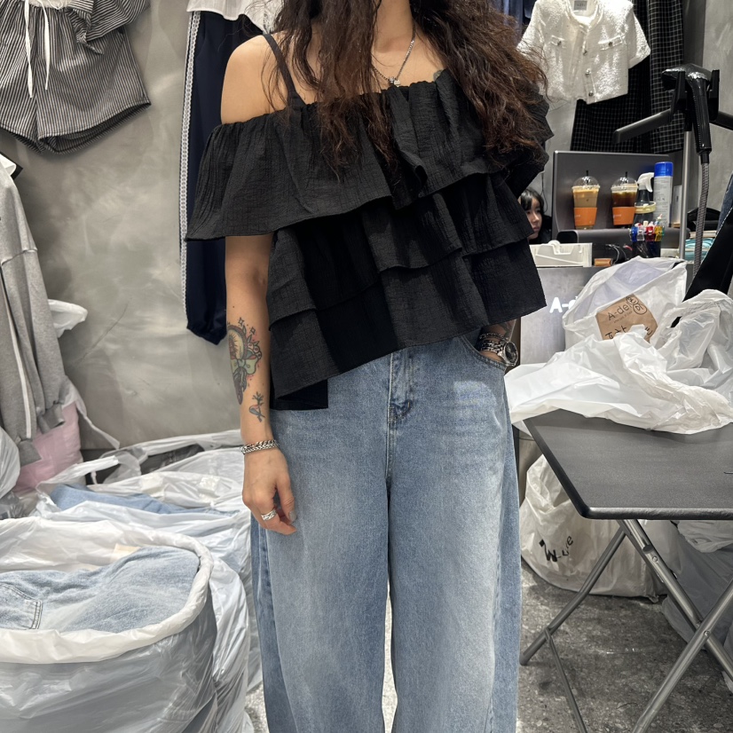 A-DEL東大門直郵女士新品休閑25春夏時尚推薦真品襯衫蕾絲衫A-DEL襯衫/蕾絲衫圖色3