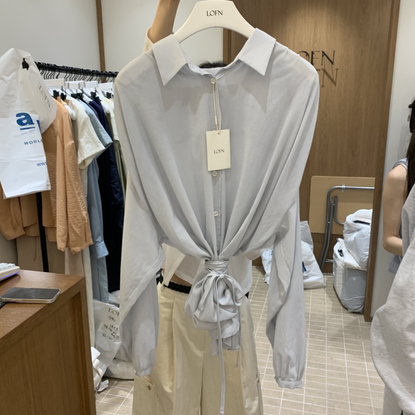LOFN東大門代購女裝新款時尚休閑25春夏人氣職業襯衫蕾絲衫LOFN襯衫/蕾絲衫