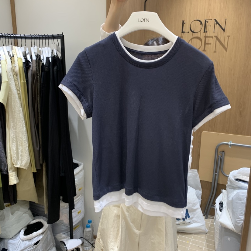 LOFN韓國代購女士新品休閑推薦真品時尚職業25春夏人氣熱賣T恤LOFNT恤圖色2