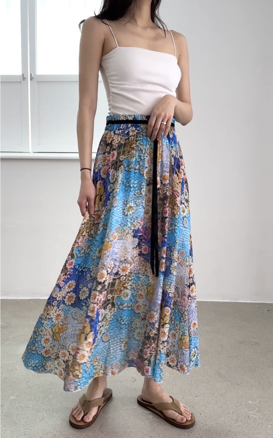 CLASSY-O韓國直郵女士新款25春夏真品休閑職業時尚長裙綁帶CLASSY-O長裙