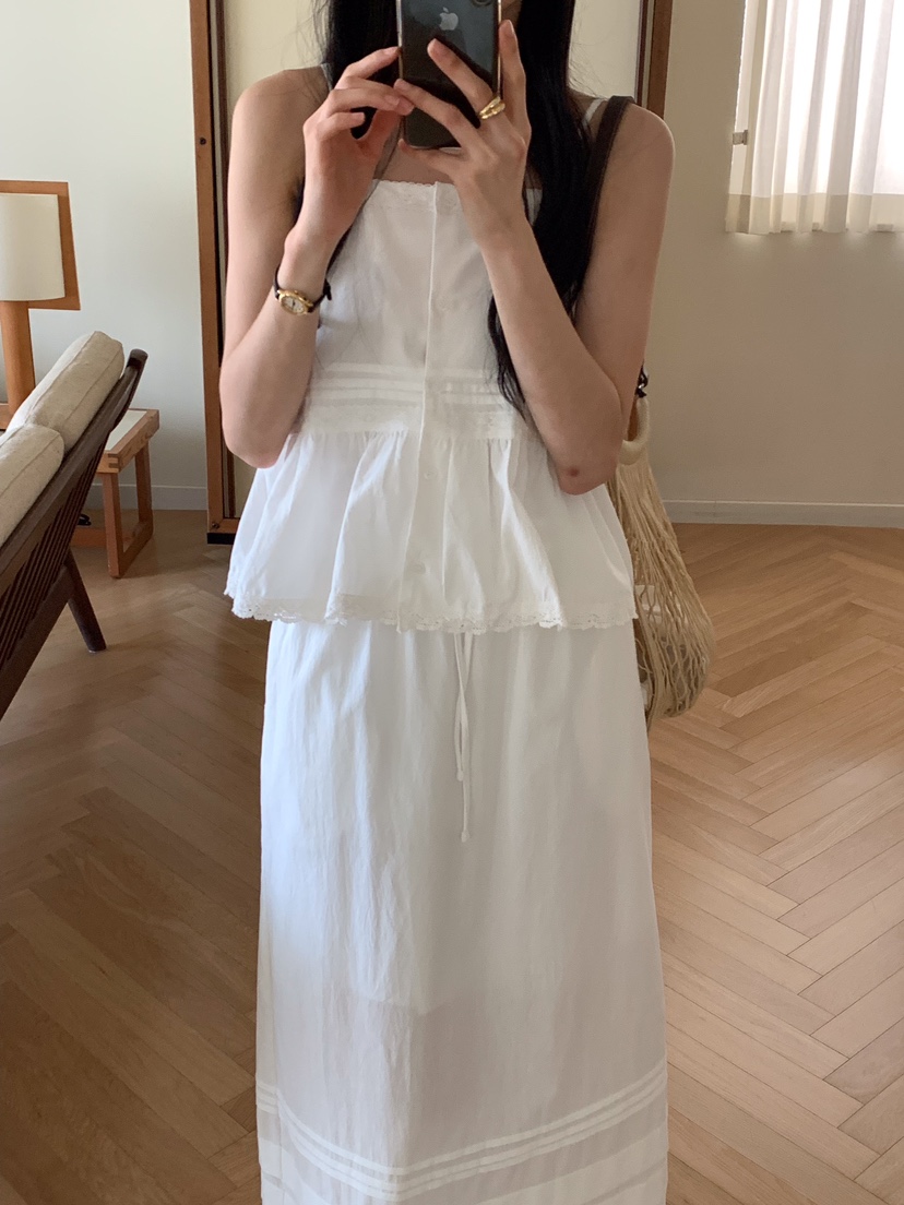 FRILL-T東大門直郵女裝新品休閑職業25春夏熱賣套裝含脖帶FRILL-T套裝