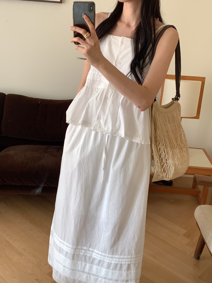 FRILL-T東大門直郵女裝新品休閑職業25春夏熱賣套裝含脖帶FRILL-T套裝