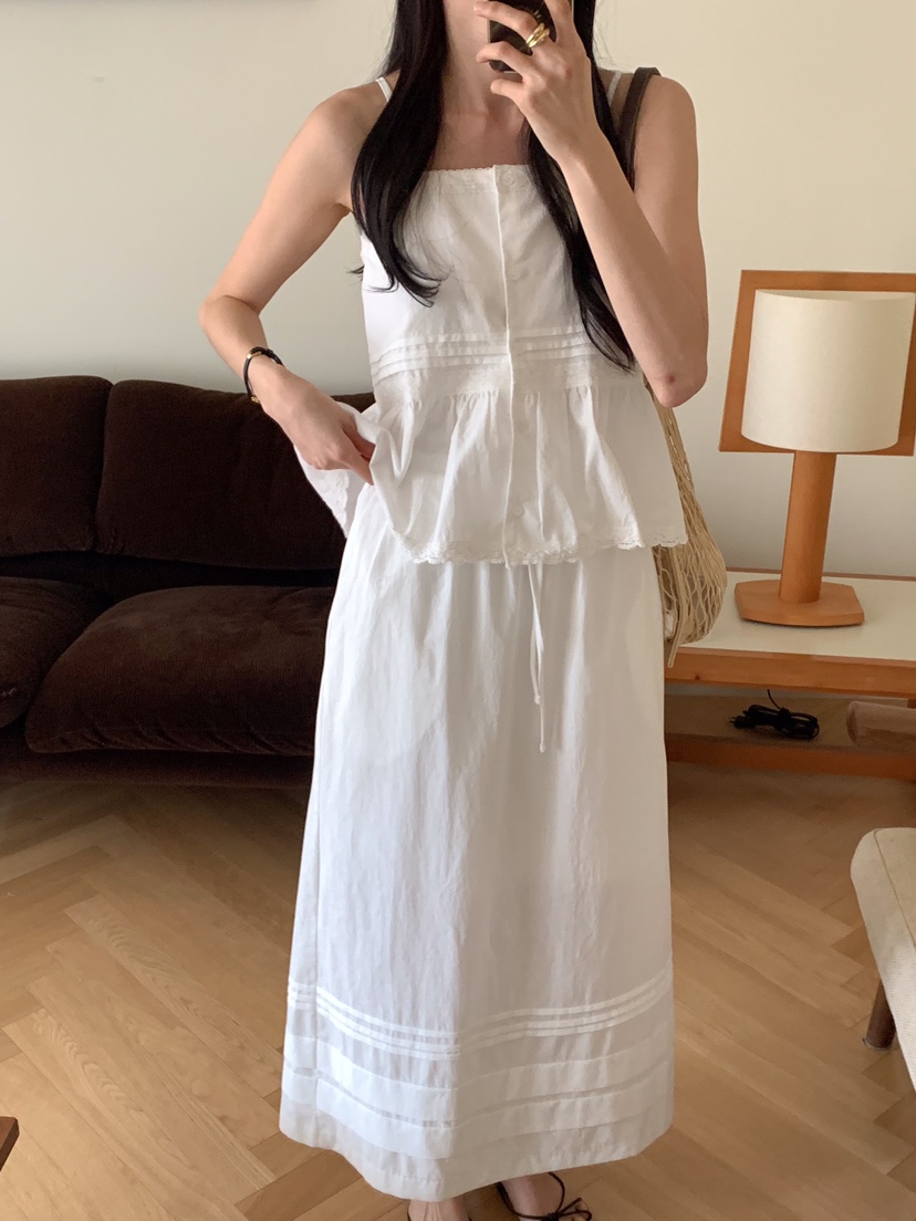 FRILL-T東大門直郵女裝新品休閑職業25春夏熱賣套裝含脖帶FRILL-T套裝