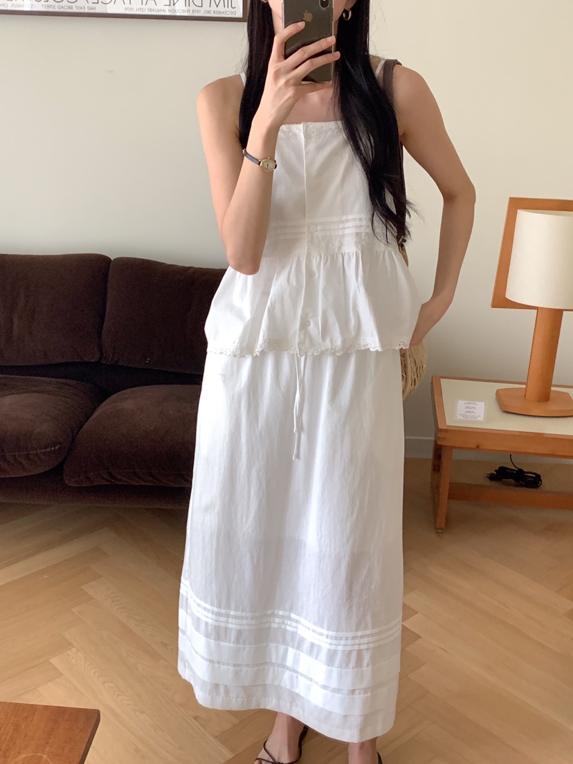 FRILL-T東大門直郵女裝新品休閑職業25春夏熱賣套裝含脖帶FRILL-T套裝