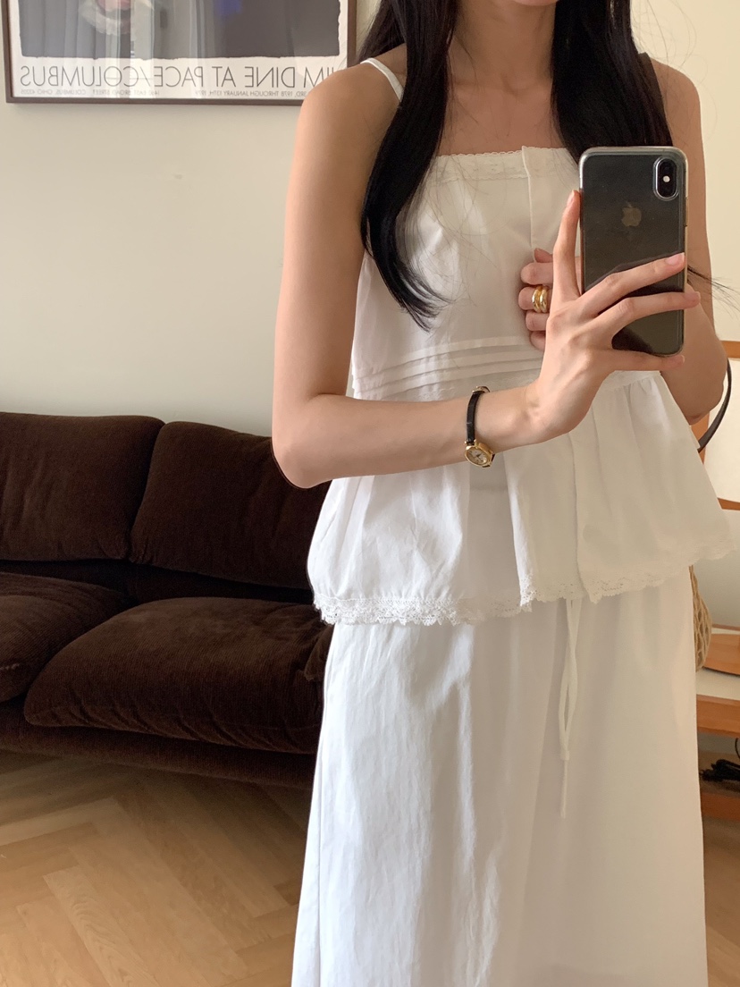 FRILL-T東大門直郵女裝新品休閑職業25春夏熱賣套裝含脖帶FRILL-T套裝