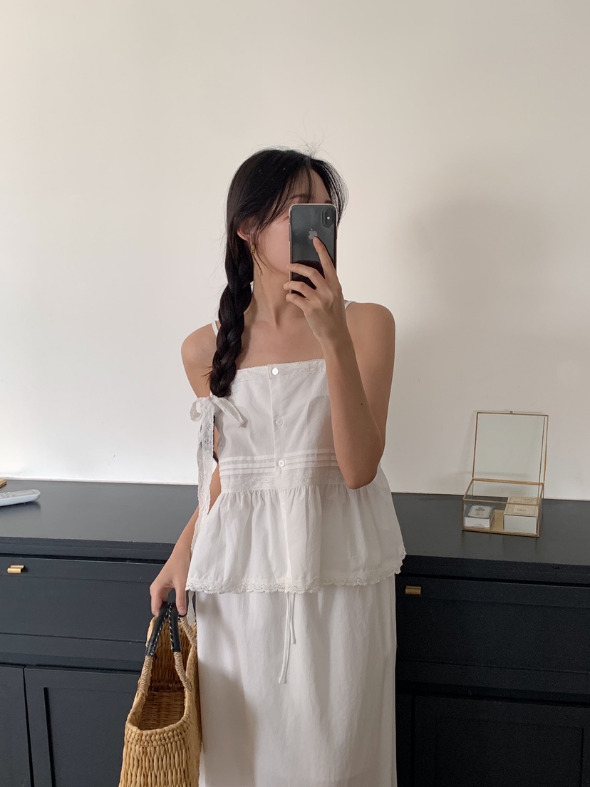 FRILL-T東大門直郵女裝新品休閑職業25春夏熱賣套裝含脖帶FRILL-T套裝