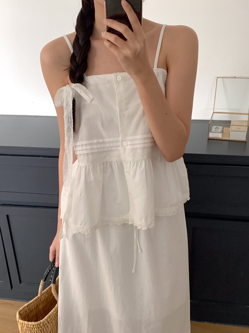 FRILL-T東大門直郵女裝新品休閑職業25春夏熱賣套裝含脖帶FRILL-T套裝