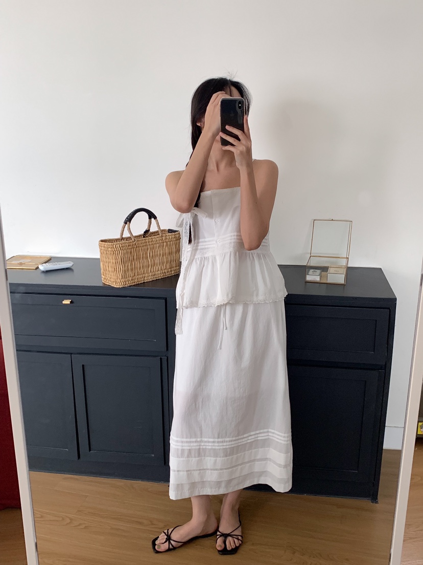 FRILL-T東大門直郵女裝新品休閑職業25春夏熱賣套裝含脖帶FRILL-T套裝